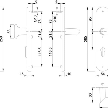 HOPPE Schutzgarnitur Amsterdam 86G/3332ZA/3310/1400 Aluminium F1 ( 3000209120 )