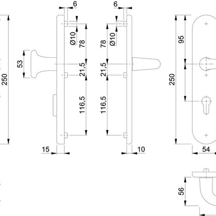HOPPE Garniture de protection Paris 86G/3332ZA/3310/138L aluminium F1 ( 3000209108 )