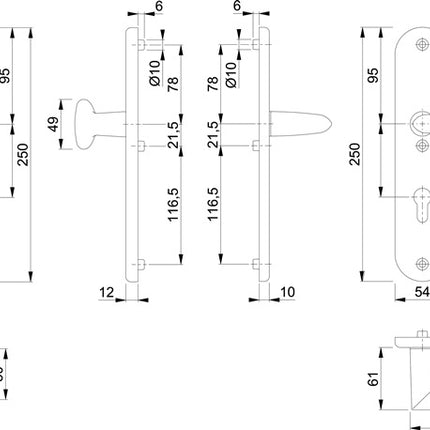 HOPPE Schutzgarnitur Stockholm 76G/3331/3410/1140 Aluminium F1 ( 3000209126 )