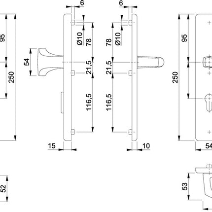 HOPPE Security furniture London 61G/2222ZA/2210/113 Aluminium F4 ( 3000209050 )