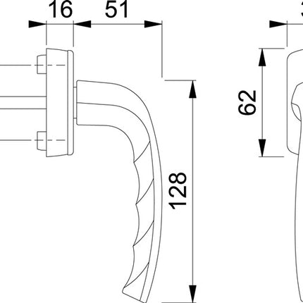 Manilla de ventana HOPPE New York 0810/US10 aluminio F9 / color acero ( 3000203781 )