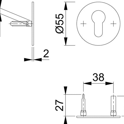Par de rosetas de llave HOPPE E849NS acero inoxidable F69 ( 3000203536 )