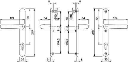 HOPPE Profiltürgarnitur Tôkyô 1710RH/3346 Aluminium F1 ( 3000252774 )