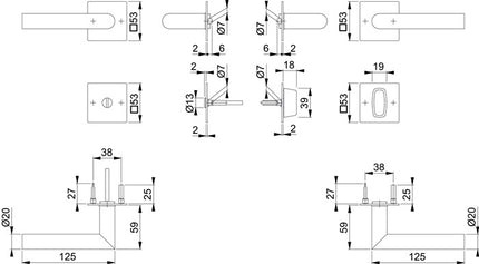 HOPPE Set di rosette Amsterdam E1400Z/848N/848NS Acciaio inox F9714M ( 3000209766 )