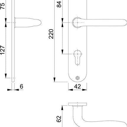 Juego de botones largos HOPPE Cardiff E1850Z/302 acero inoxidable F69 ( 3000252429 )