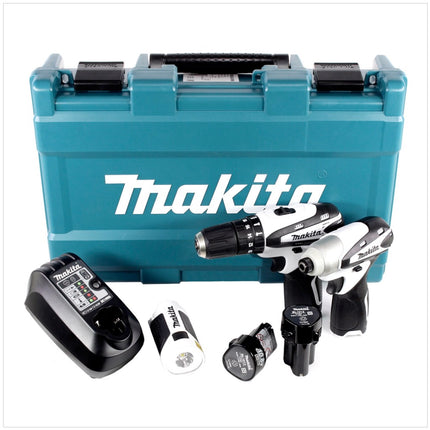 Makita DK 1486 W 10,8 V Set mit HP 330 D Schlagbohrschrauber + TD 090 D Schlagschrauber + ML 101 Lampe, Lader und 2x BL1013 Akku - Toolbrothers