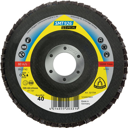 Disco de láminas KLINGSPOR SMT 926 Special Ø 125 mm granulometría 40 6° curvado ( 8000352215 )