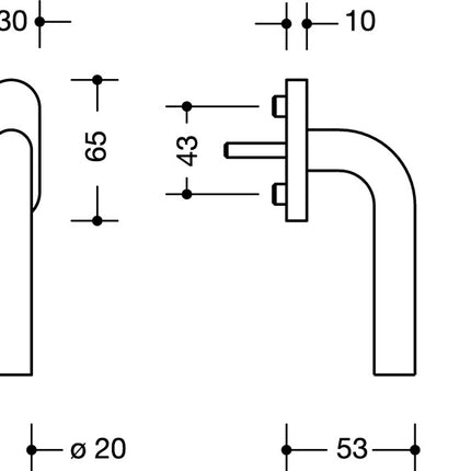 Poignée de fenêtre HEWI 111FG.6 35mm plastique 99 blanc pur ( 3000205825 )