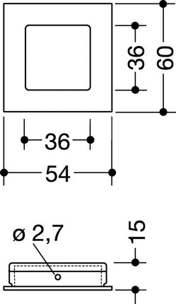 HEWI Schiebetürmuschel 544.60B Polyamid 99 reinweiß matt quadratisch ( 3000207699 )