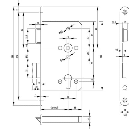 BKS Panic mortise lock 1201 Panic function D rounded ( 3000251570 )