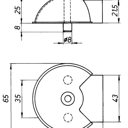 Paracolpi per porte DENI 3847 Ø 65 mm altezza 22 mm ( 3000259321 )