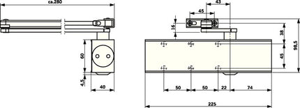 Chiudiporta a forbice DORMAKABA TS 73 V bianco 9016 EN 2-4 ( 3000255112 )
