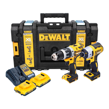 DeWalt DCK 266 D2 Pack 2 machines 18 V Li-Ion. DCF 887 Visseuse à chocs sans fil + DCD 796 Perceuse à percussion + 2 x Batteries DCB 183 2,0 Ah + Chargeur DCB 113 avec Boîtier