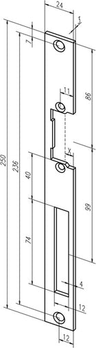 ASSA ABLOY płaska płyta uderzeniowa 338 ze stali nierdzewnej o matowych krawędziach ( 3324034021 )