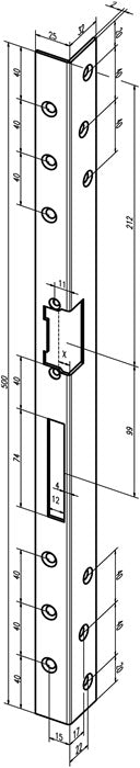 Gâche équerre de sécurité ASSA ABLOY 312 Longueur 500 mm Épaisseur 2 mm ( 3324034063 )