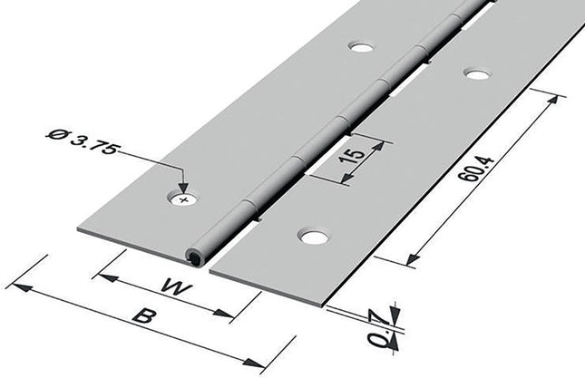 Zawias drążkowy PG Szerokość zawiasu otwartego 32 mm Grubość materiału 0,7 mm ( 3000272006 )