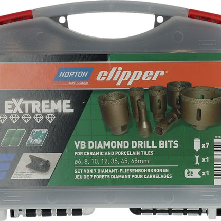 NORTON CLIPPER Fliesenbohrkoffer Extreme VB 6/8/10/12/35/45/68 mm ( 4000818795 )
