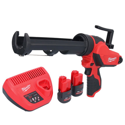 Milwaukee M12 PCG/310-252 Pistola per cartucce a batteria 12 V 310 ml + 2x batteria 2,5 Ah + caricabatteria
