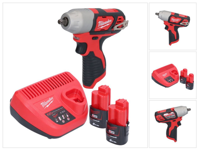 Milwaukee M12 BIW38-202 cordless impact wrench 12 V 135 Nm 3/8" + 2x rechargeable battery 2.0 Ah + charger