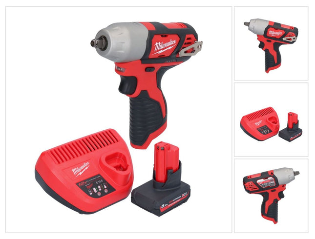 Milwaukee M12 BIW38-501 cordless impact wrench 12 V 135 Nm 3/8" + 1x rechargeable battery 5.0 Ah + charger