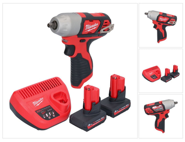 Milwaukee M12 BIW38-502 cordless impact wrench 12 V 135 Nm 3/8" + 2x rechargeable battery 5.0 Ah + charger