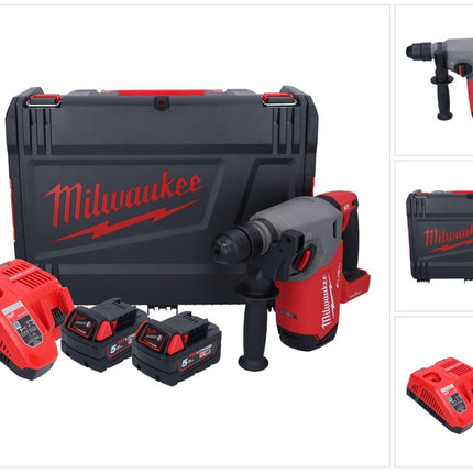 Milwaukee M18 ONEFHX-502X Martillo combinado sin cable 18 V 2.5 J SDS-Plus Brushless + 2x batería recargable 5.0 Ah + cargador + caja HD