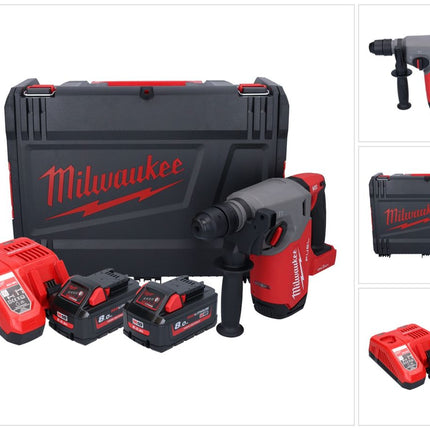Milwaukee M18 ONEFHX-802X Akumulatorowy młot udarowo-obrotowy 18 V 2,5 J SDS-Plus Brushless + 2x akumulator 8,0 Ah + ładowarka + skrzynka HD