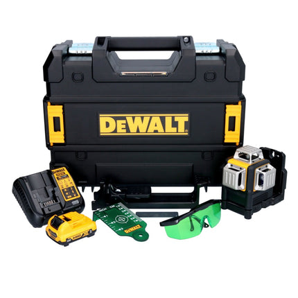 Dewalt DCE 089 D1G Cordless multi-line laser 12 V 3x 360° green + 1x rechargeable battery 2.0 Ah + charger + TSTAK