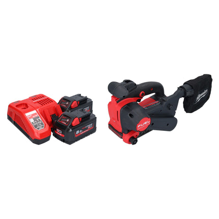 Levigatrice a nastro a batteria Milwaukee M18 FBTS75-802 18 V 75 x 457 mm brushless + 2x batteria 8,0 Ah + caricabatterie