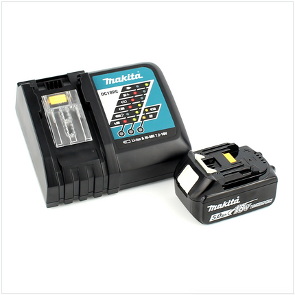 Makita DUM 168 RT1 18V Li-ion Akku Grasschere + 1x BL1850 B 5,0 Ah Akku + 1x DC18RC Ladegerät - Toolbrothers