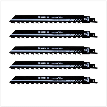 Bosch 5x Säbelsägeblatt S 1543 HM 240mm / 9" zum Sägen in Ziegelstein, Porenbeton, Zementstoffe SET - Toolbrothers