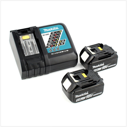 Makita DDF 458 RTJ 18 V Akku Bohrschrauber 91 Nm im Makpac mit 2x BL1850 B 5,0 Ah Akku und DC18RC Ladegerät - Toolbrothers